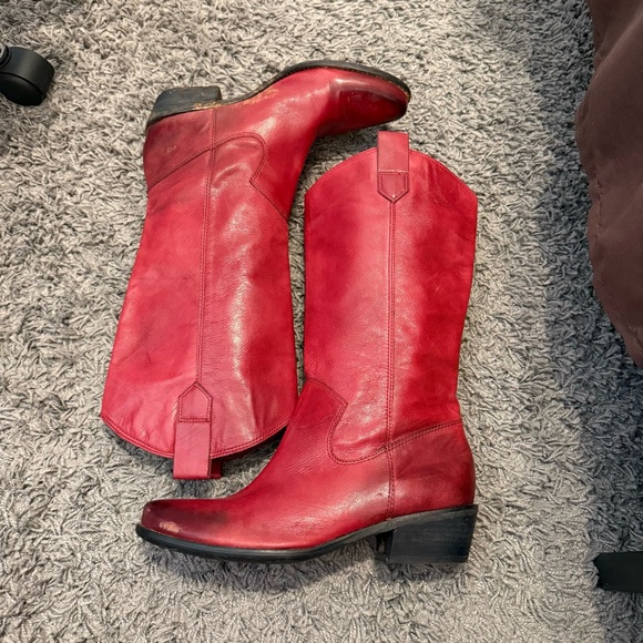Franco Sarto Red Leather Women's Boots - Picture 4 of 5